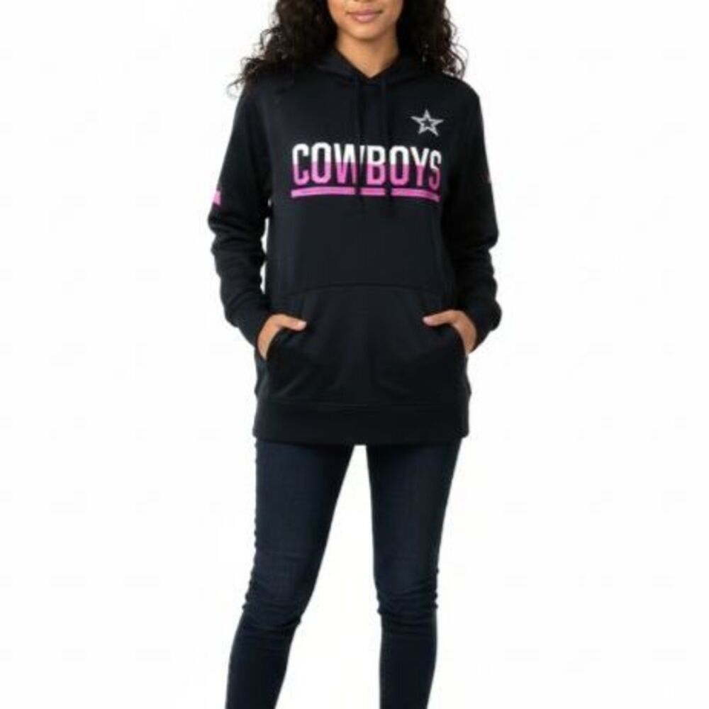 Nike Women's NFL Dallas Cowboys Breast Cancer Black Pink Therma-Fit Hoodie Sz M